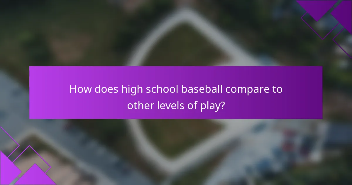 How does high school baseball compare to other levels of play?