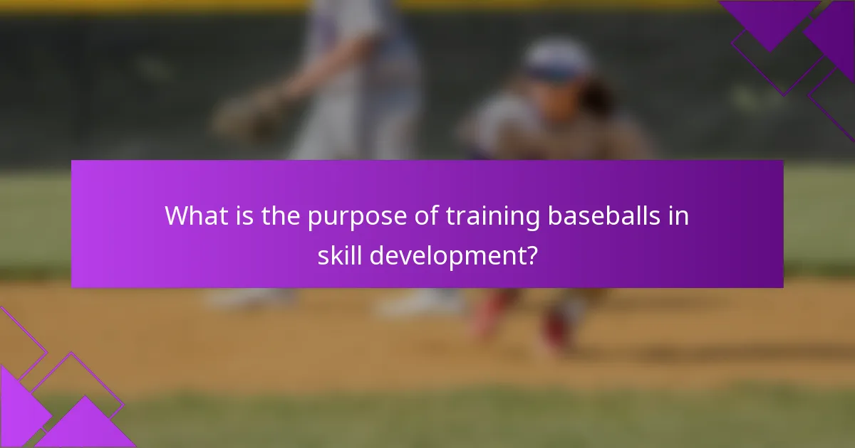 What is the purpose of training baseballs in skill development?