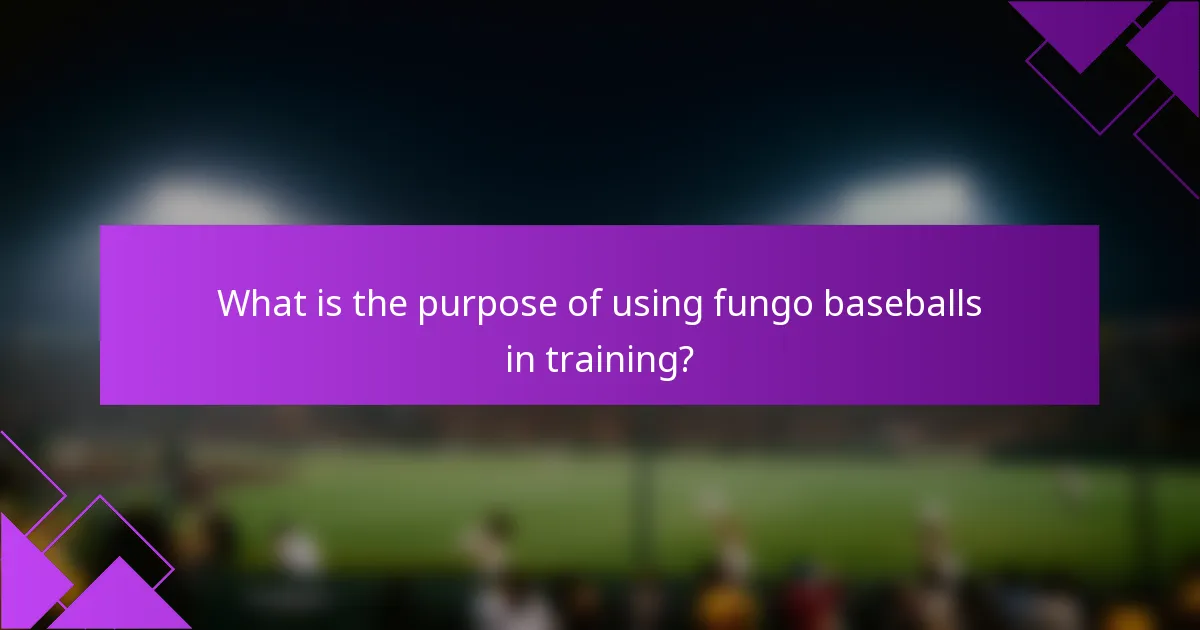 What is the purpose of using fungo baseballs in training?