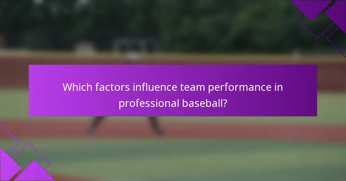 Which factors influence team performance in professional baseball?